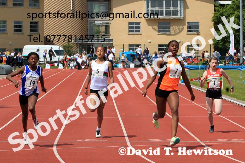 Womens Under-17s and Girls Under-15s 100 metres, 2022 Northern Inter Counties U17s and U15s Track and Field, York, Thursday, June 2nd. Photo: David T. Hewitson/Sports for All Pics